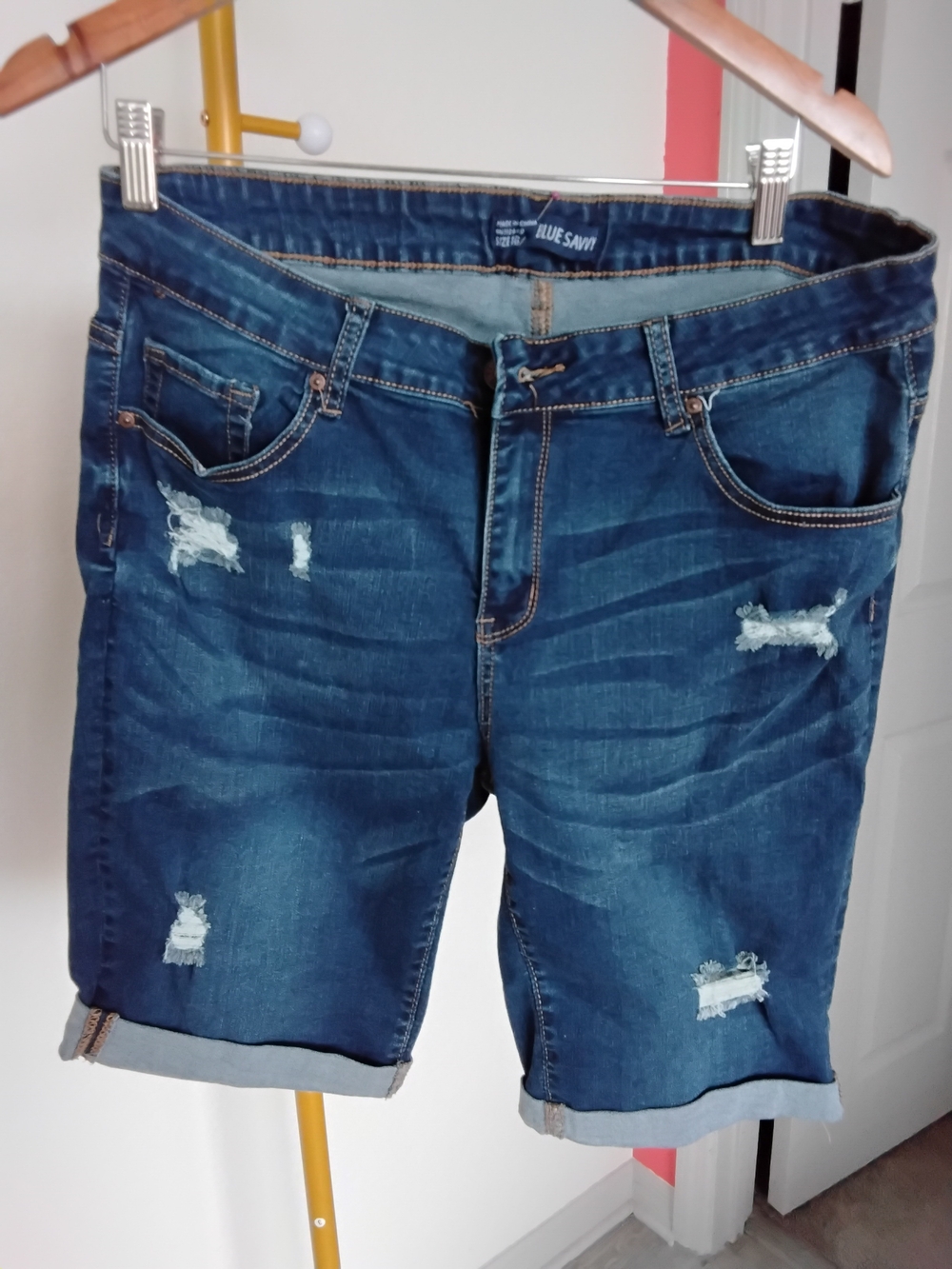 NWOT Blue Savvy Women's Dark Blue Distressed Jean Shorts